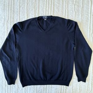 Brooks Brothers Merino Wool Sweater Mens XL Dark Navy Blue V-Neck Base Layer